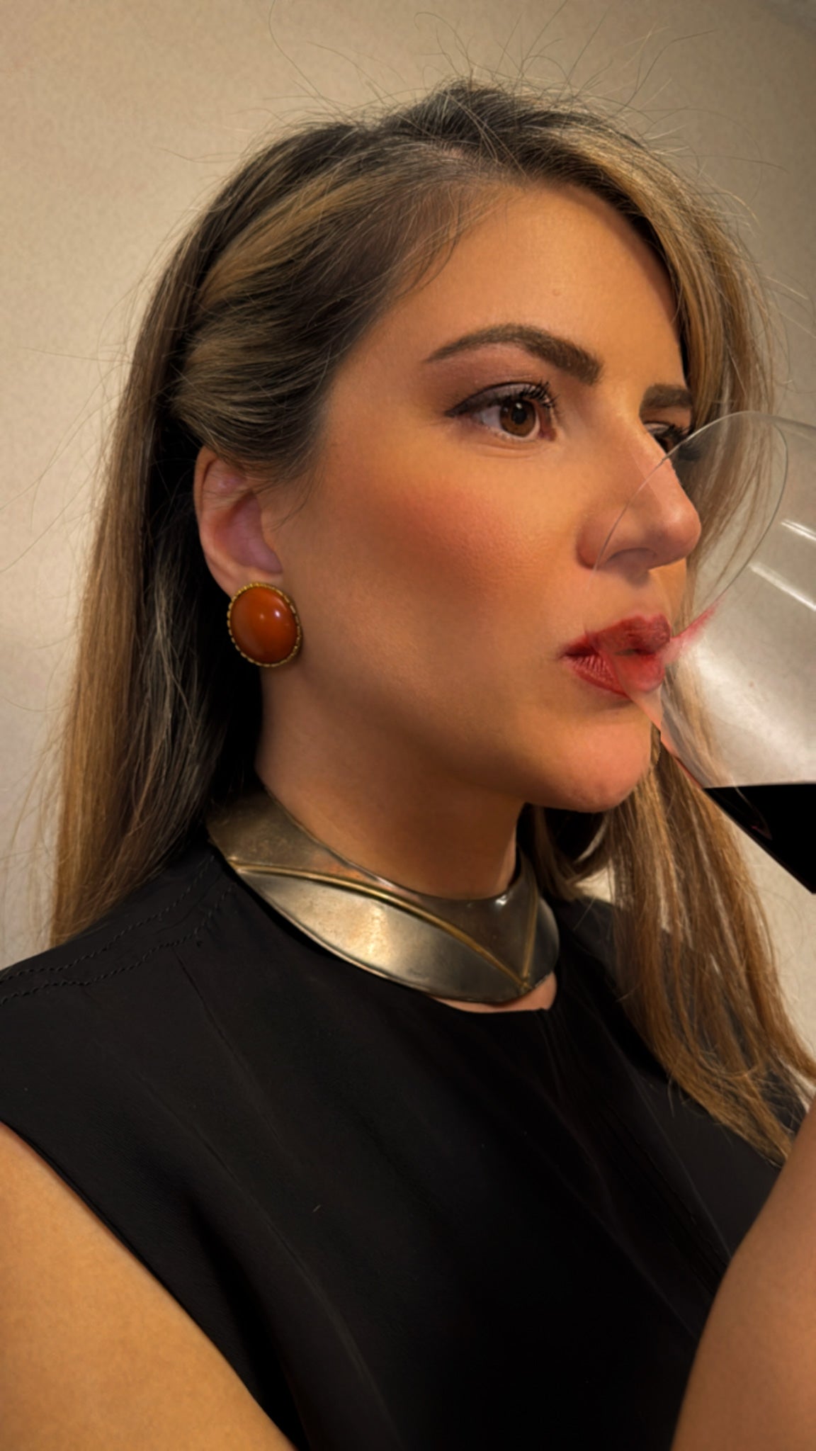 Ellen Designs Burnt Orange Cabochon Clip-On Earrings