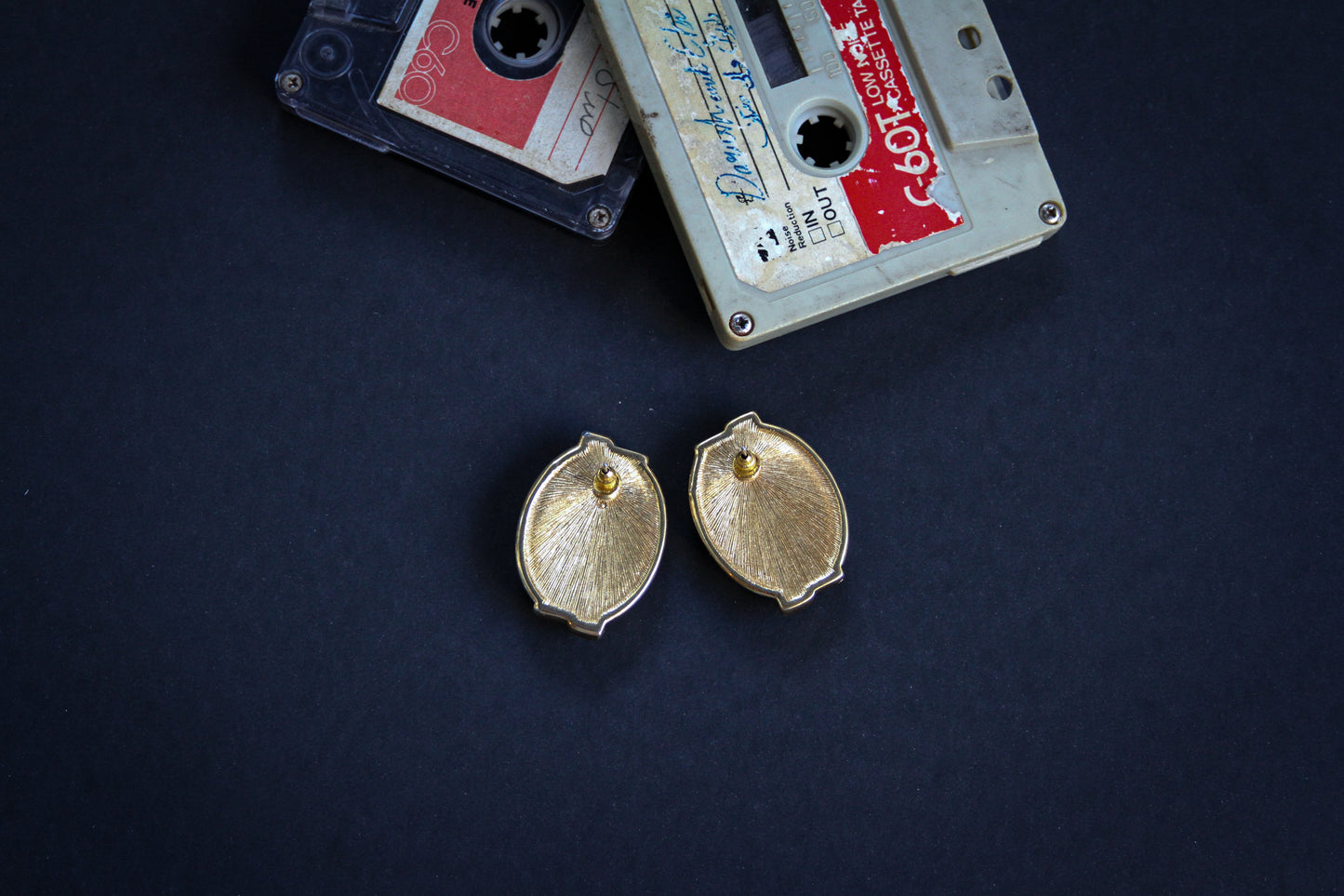 Monet 1980s Red Oval Statement Earrings