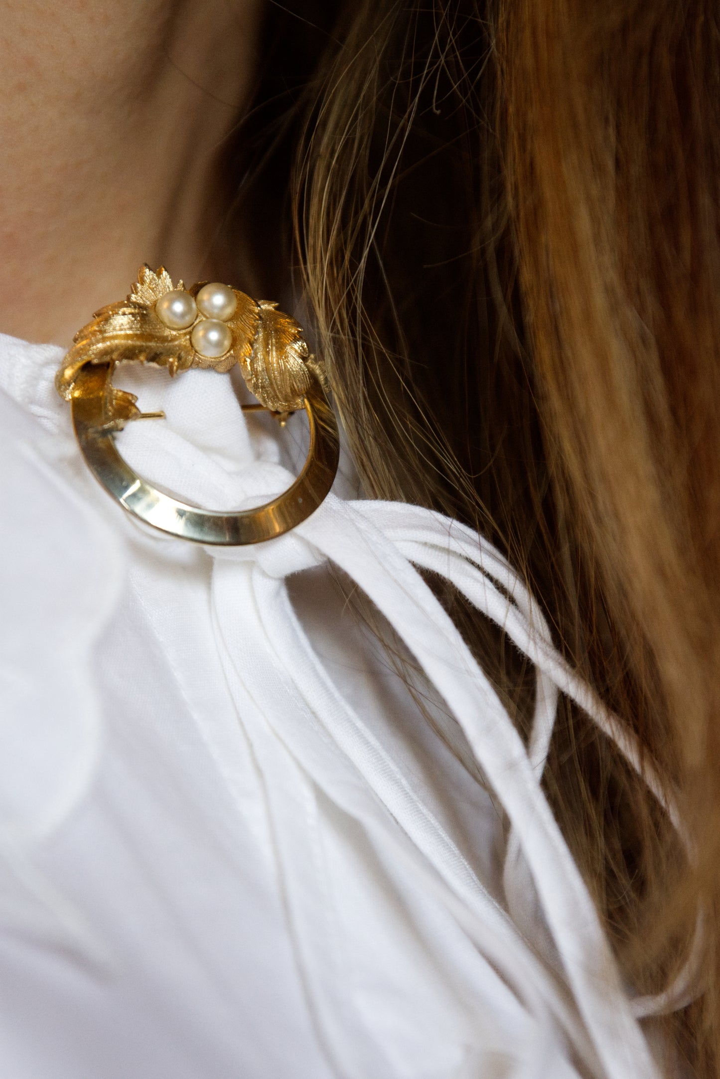 Sarah Coventry “Golden Harvest” Leaf & Pearl Earring and Brooch Set (1960s)