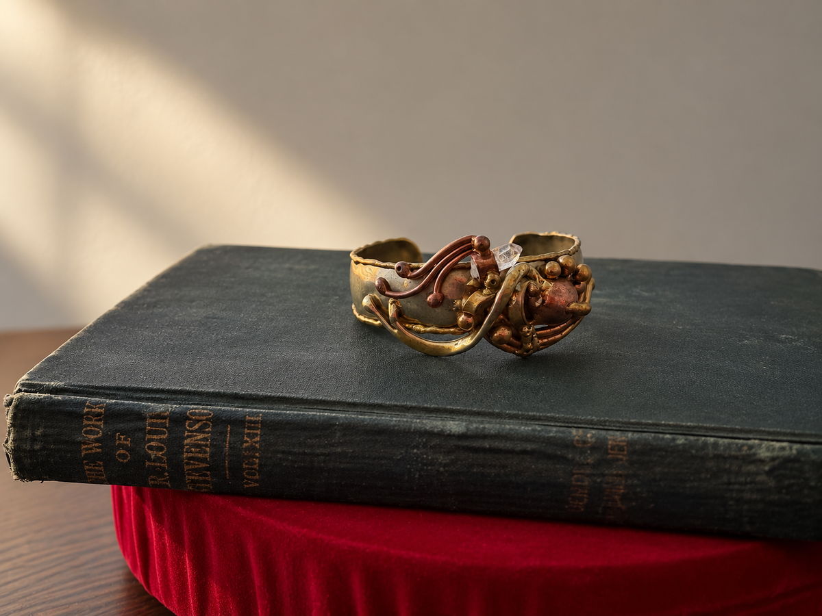 Hecho en Mexico Mixed-Metal Artisan Cuff Bracelet – Sculptural Copper & Brass Design