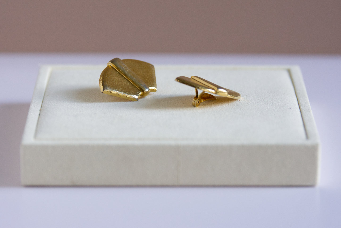 Monet Sculptural Fan Clip-On Earrings – Textured Gold-Tone