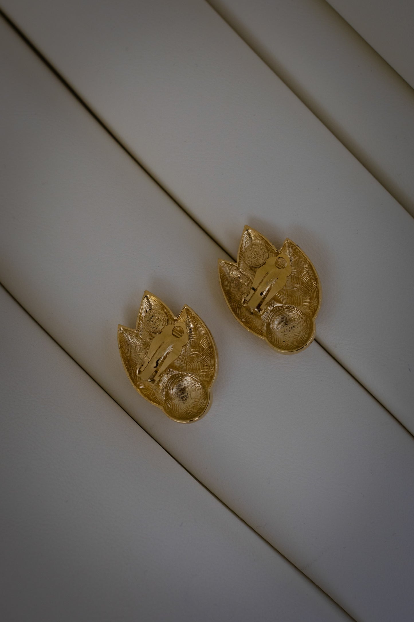 Golden Flame – Vintage Givenchy Hammered Clip-On Earrings