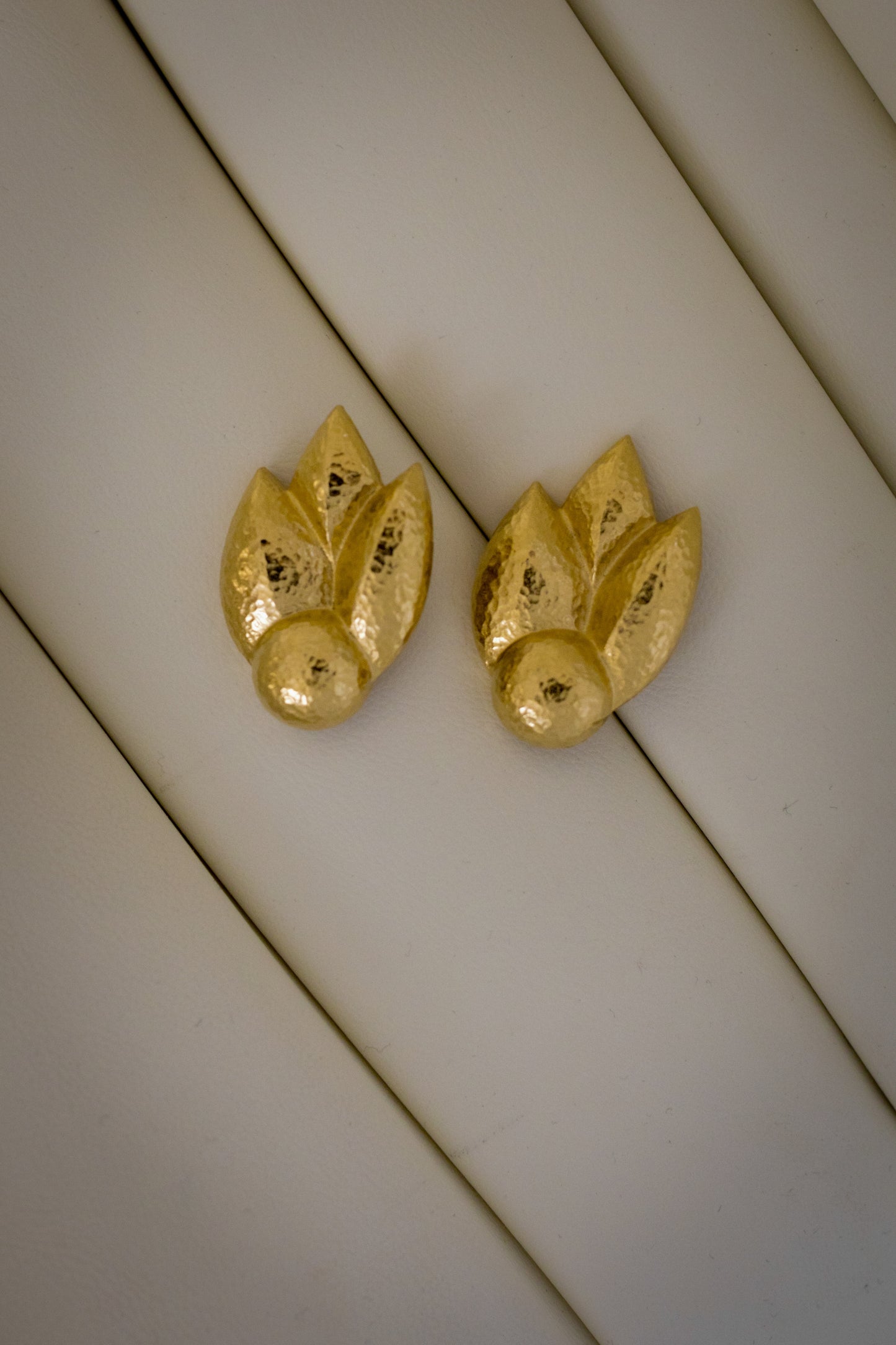 Golden Flame – Vintage Givenchy Hammered Clip-On Earrings