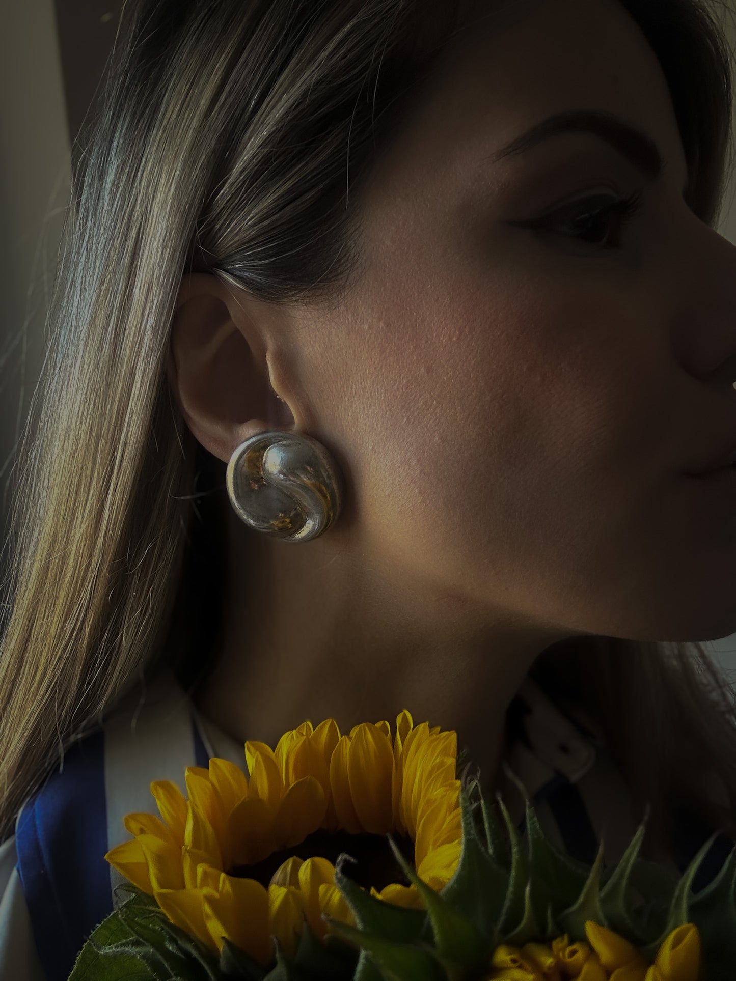 Sculptural Silver-Tone Swirl Clip-On Earrings