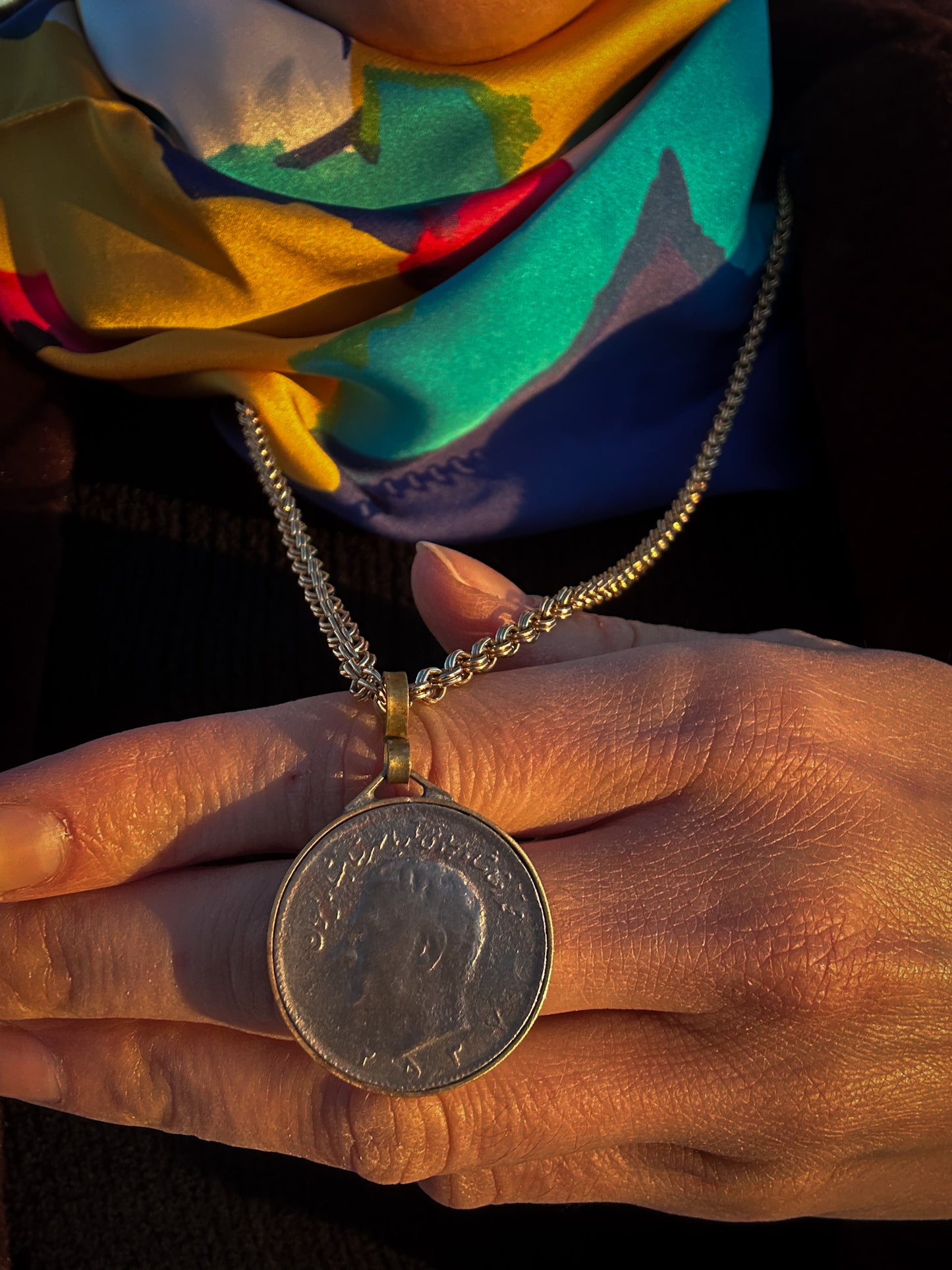 Pahlavi Rial Coin Pendant Necklace – Circa 1973