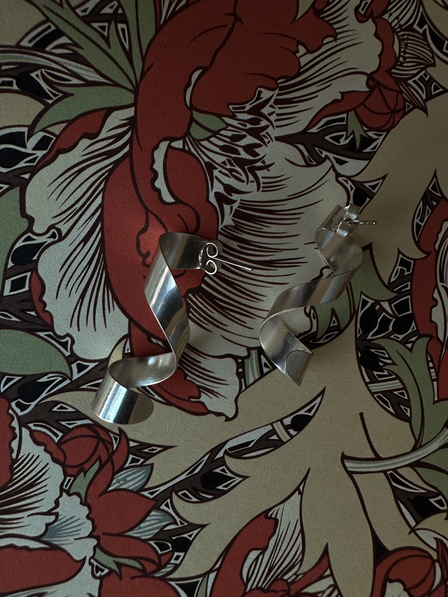 Modern Sculptural Silver Twist (pierced) Earrings