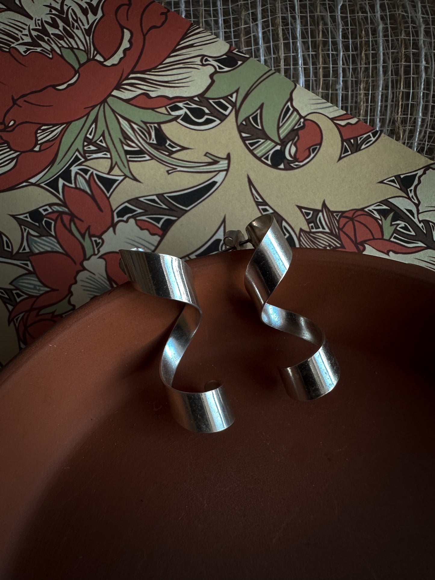 Modern Sculptural Silver Twist (pierced) Earrings