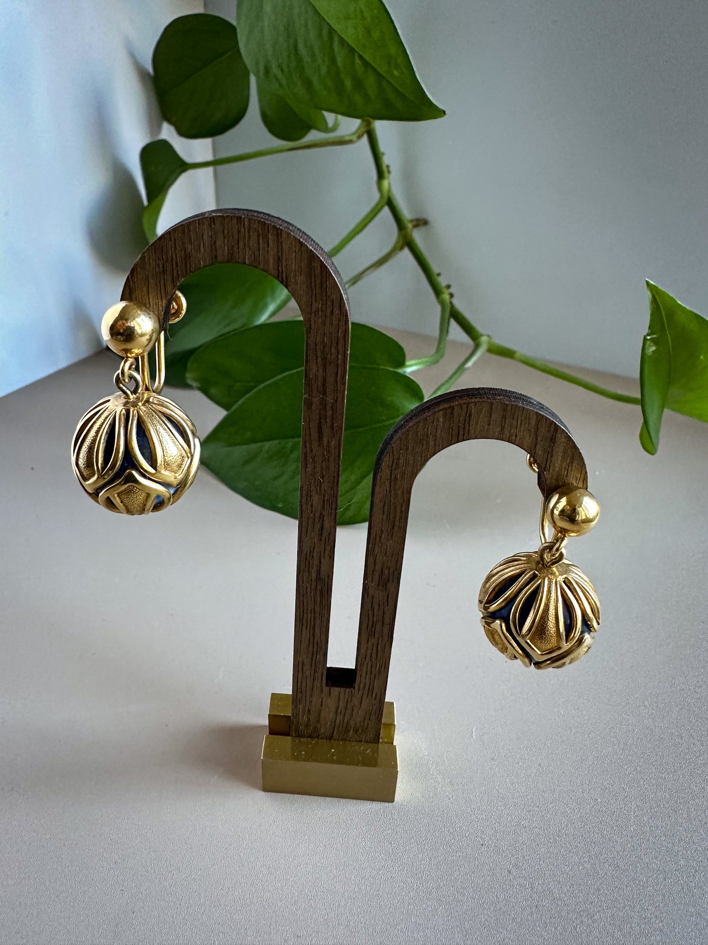 Forstner Drop Dome Gold Earrings