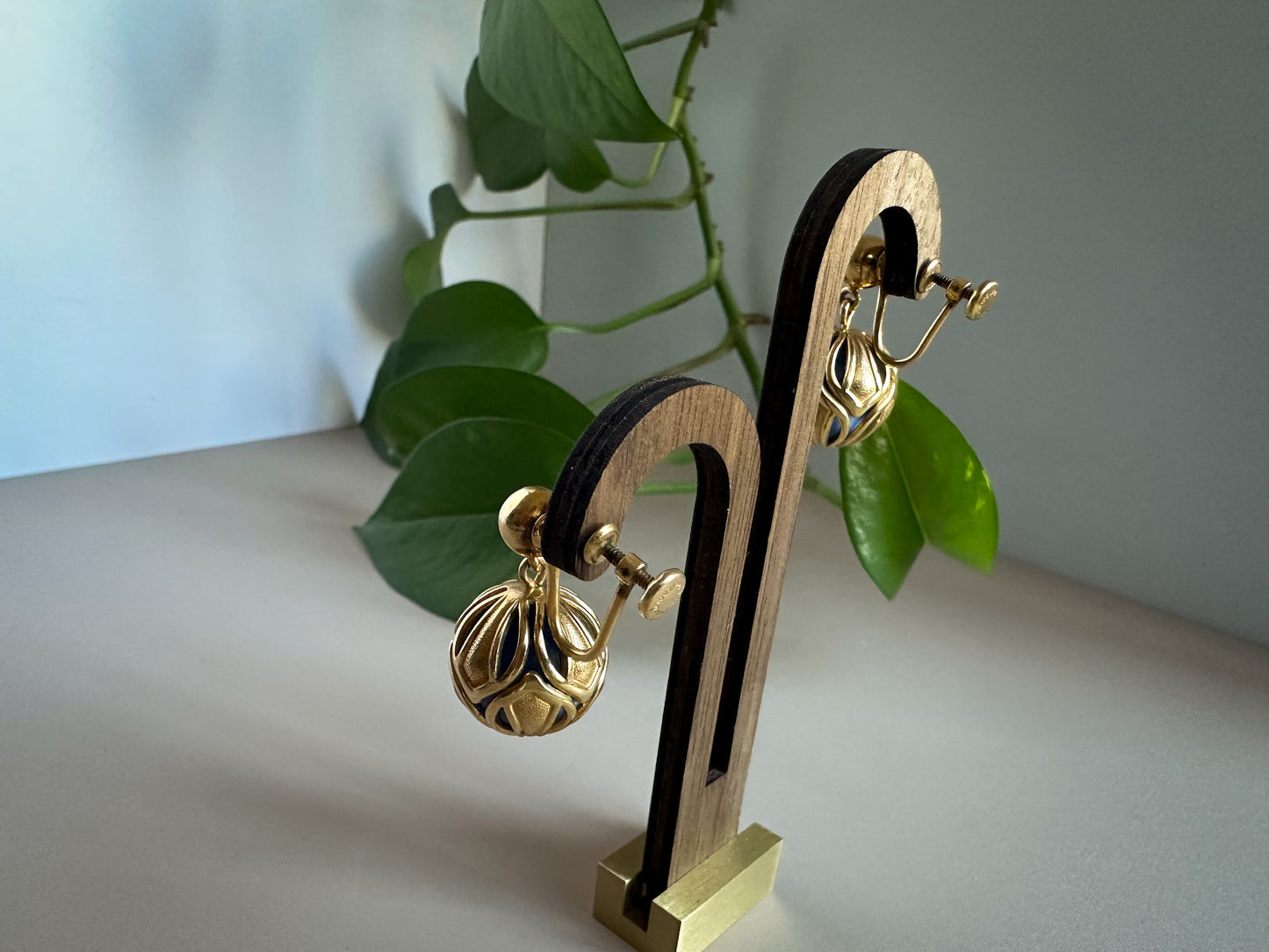 Forstner Drop Dome Gold Earrings