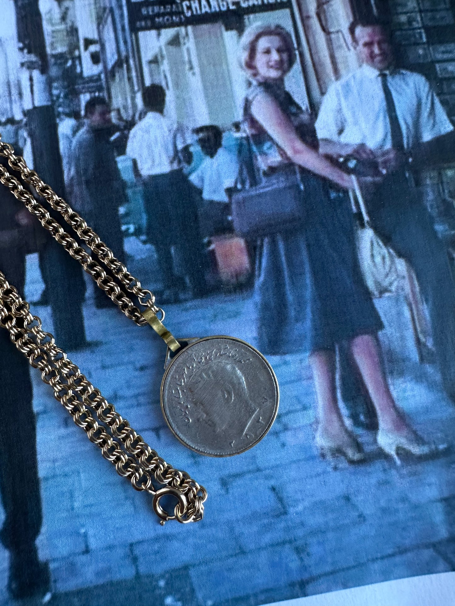 Pahlavi Rial Coin Pendant Necklace – Circa 1973