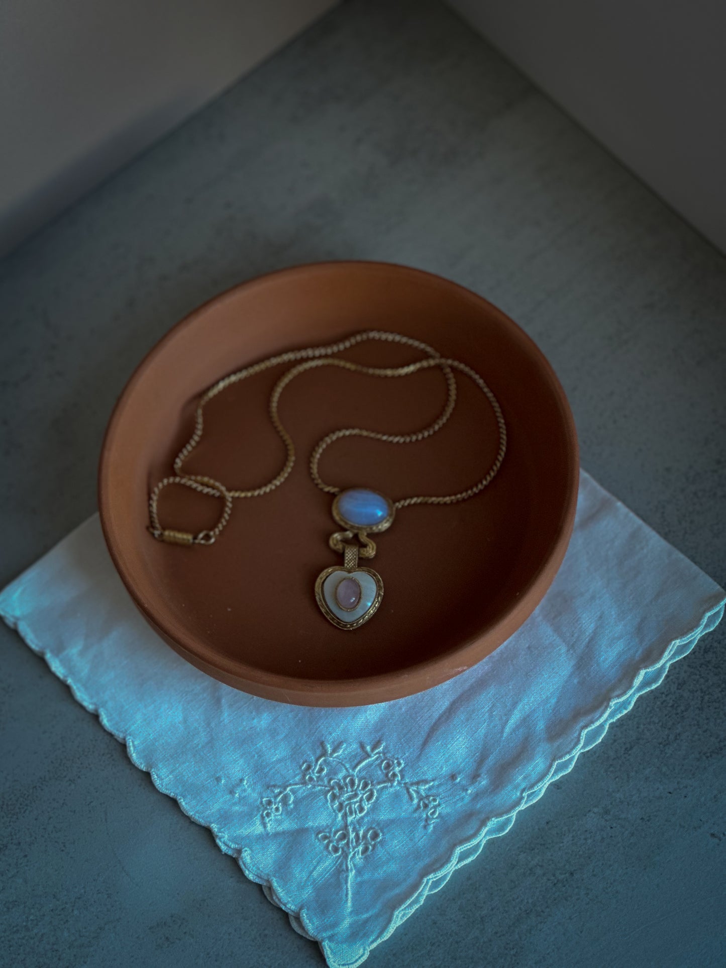 Heart Duo Gemstone Pendant Necklace