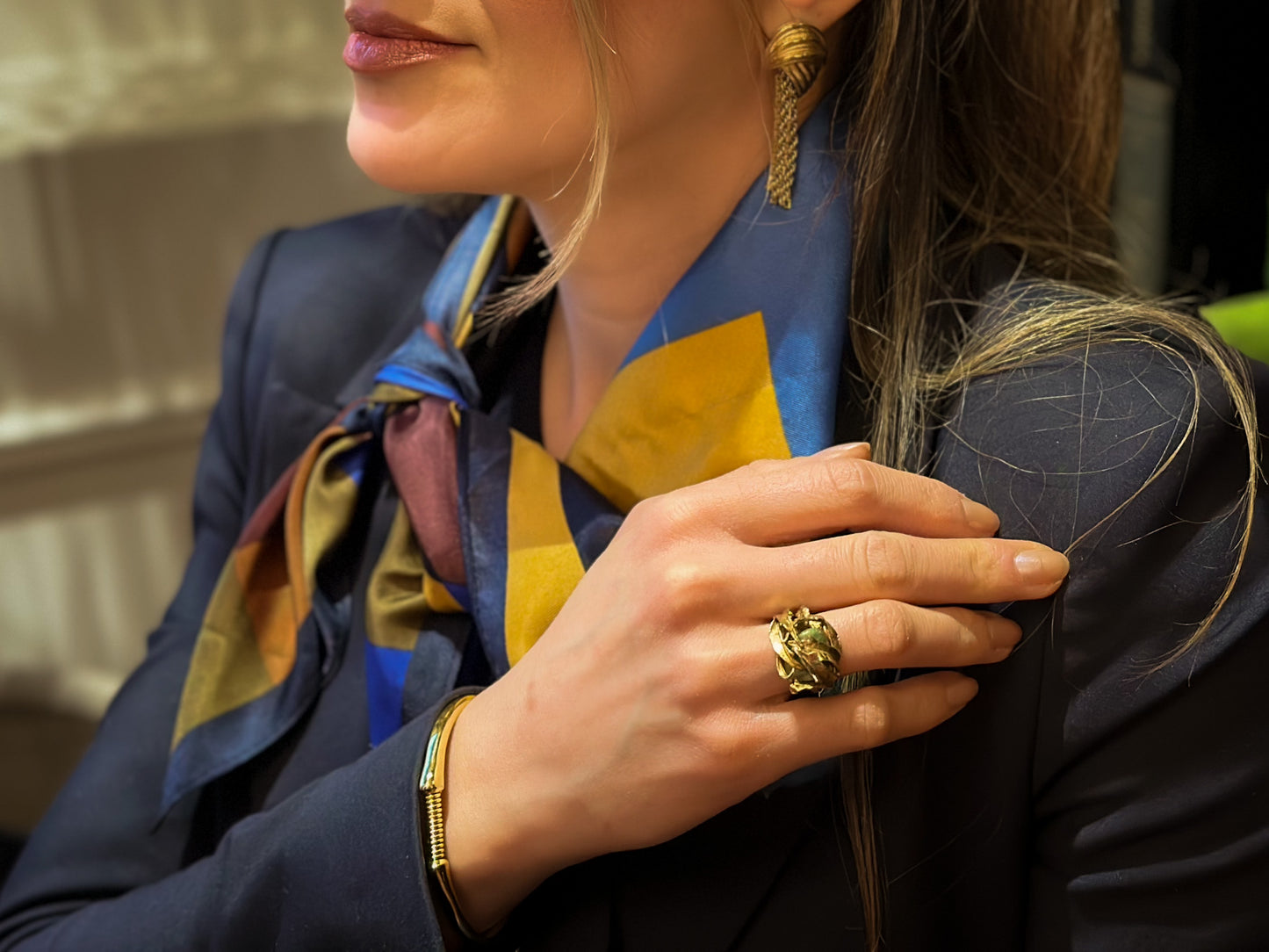 Golden Whirl: 1960s Sculptural Leaf Statement Ring