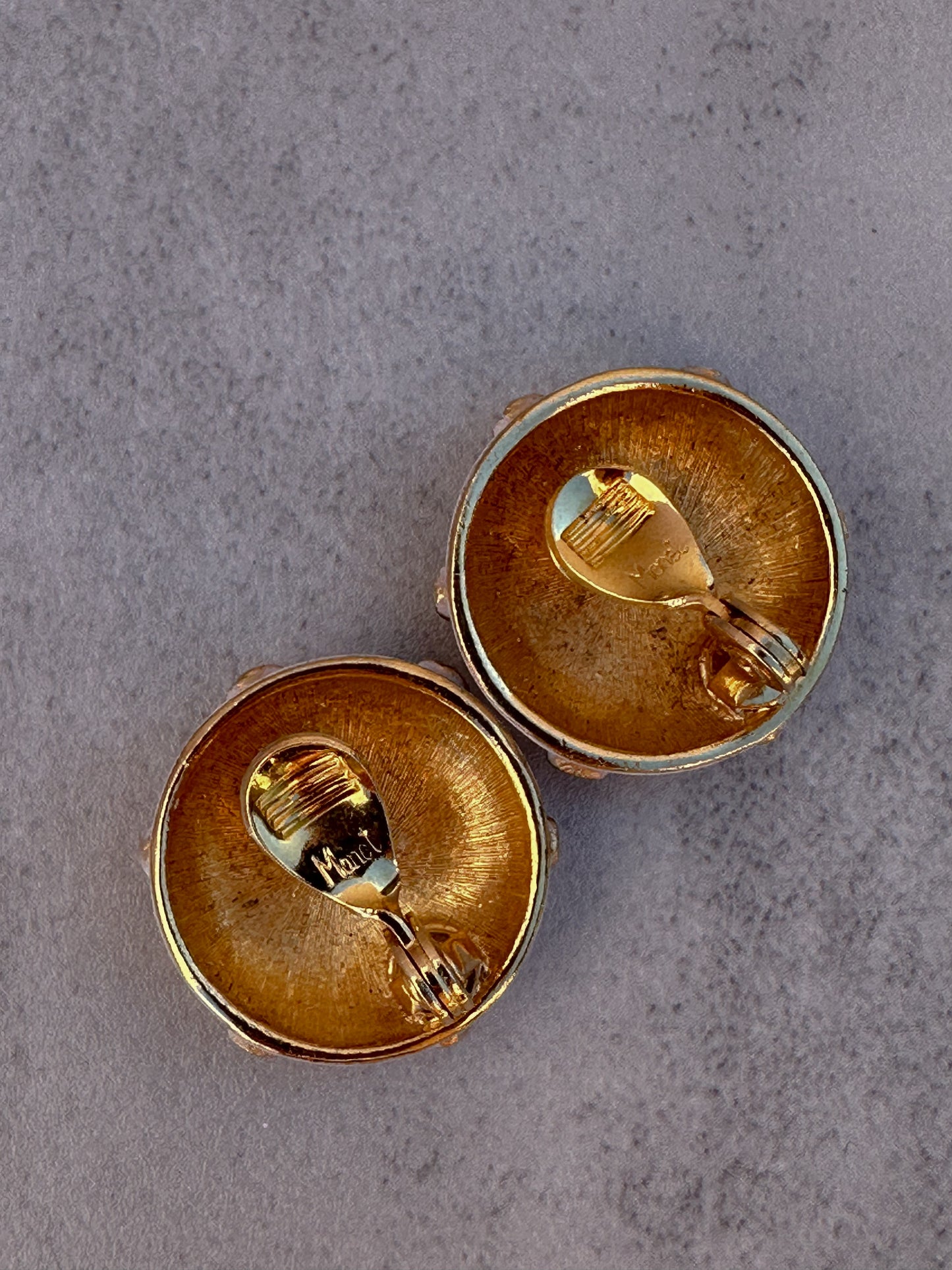 Monet Clip-on Earrings White & Gold