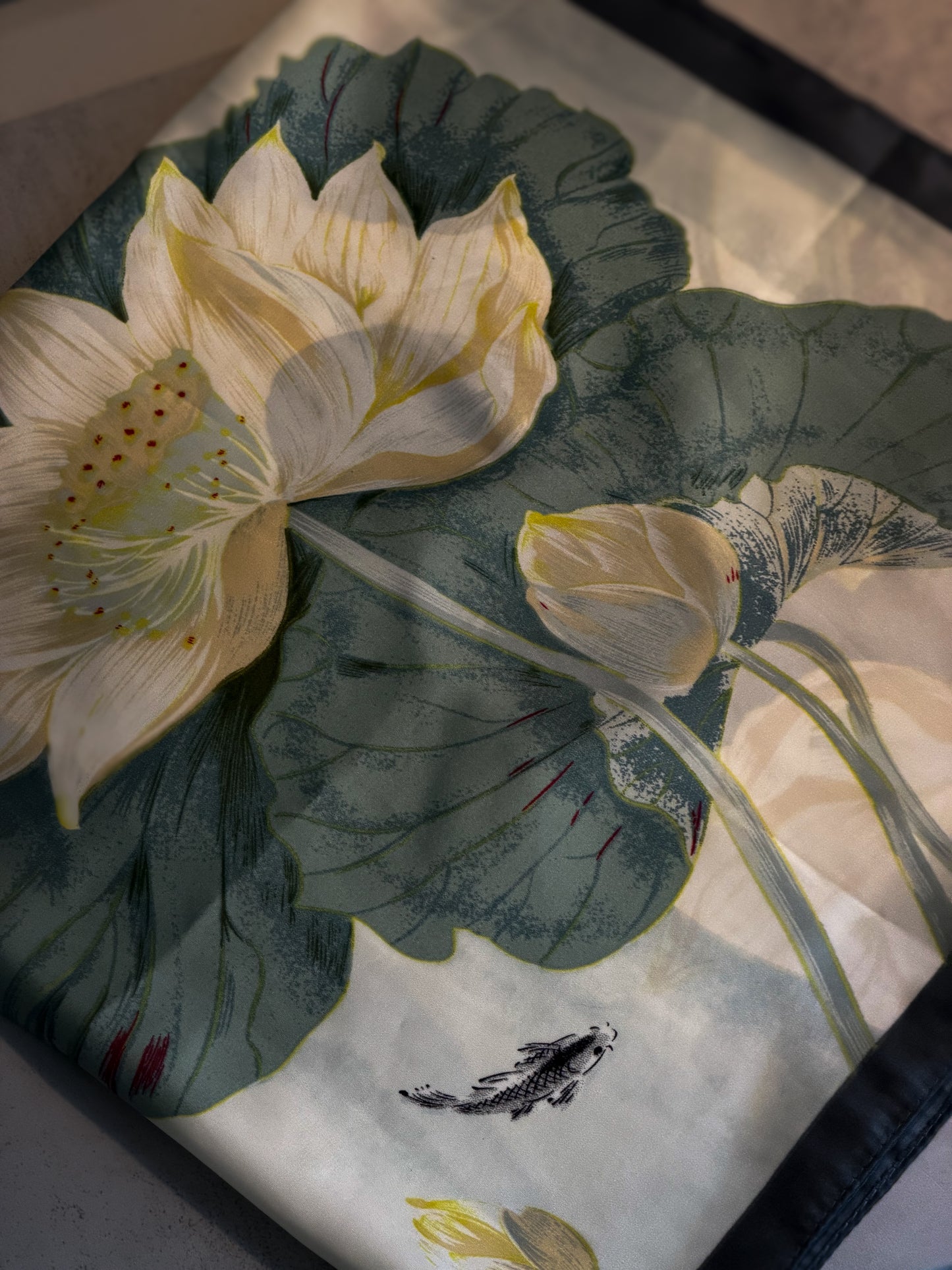 Lotus Printed Silk Scarf