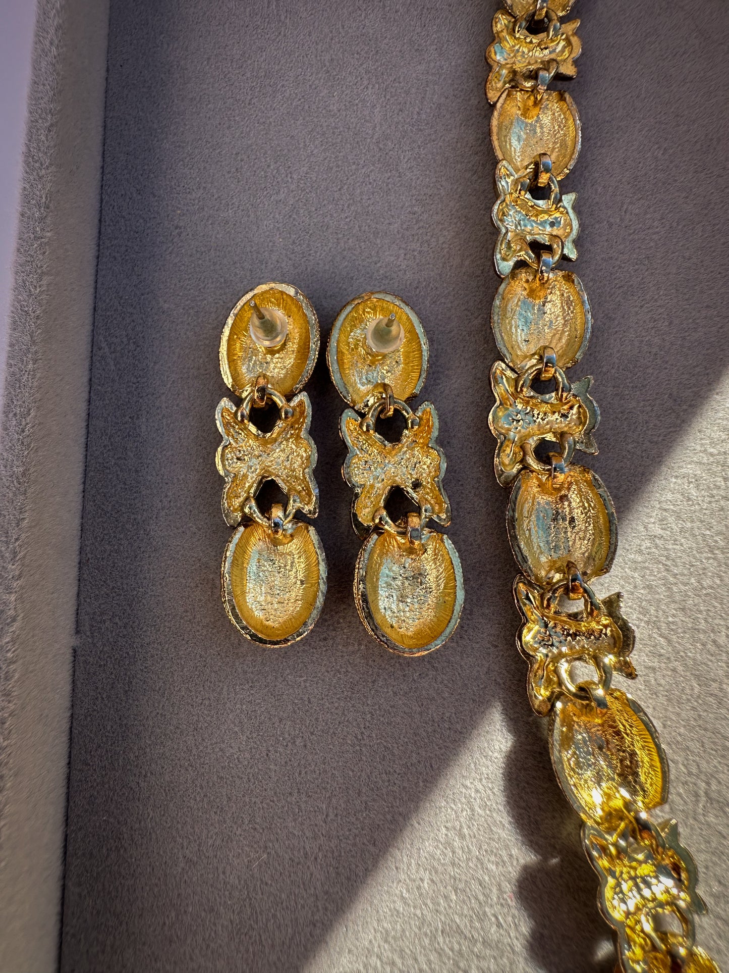 1970s-1980s Gold Necklace and Earrings Set