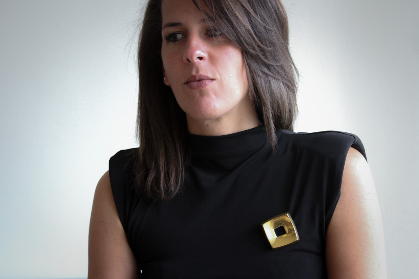 Bold Geometric Gold-Tone Brooch by Vassilakis (1988)