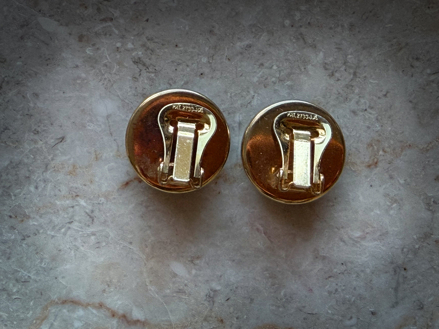 Blue Cabochon Clip-On Earrings | Gold-Tone Round Statement Earrings (PAT 273349L)
