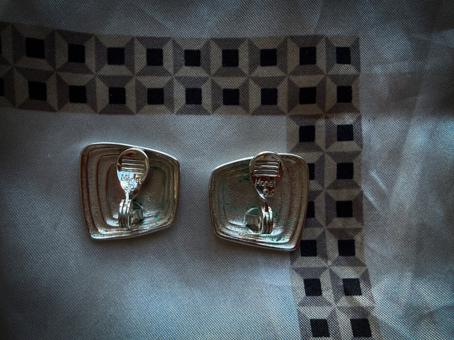 Monet Silver-Tone Geometric Clip-On Earrings