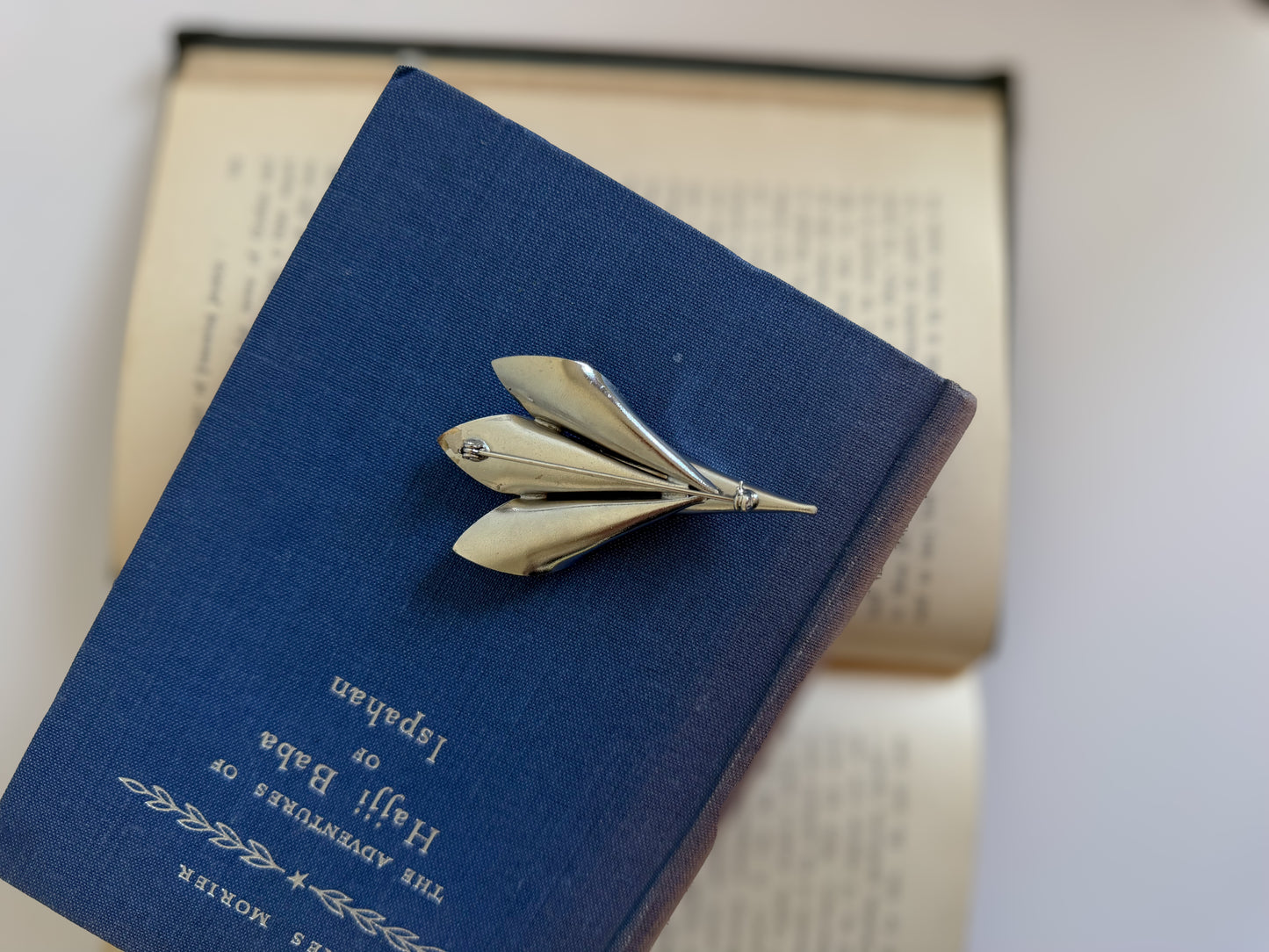 Mid-Century Modern Silver Leaf Spray Brooch