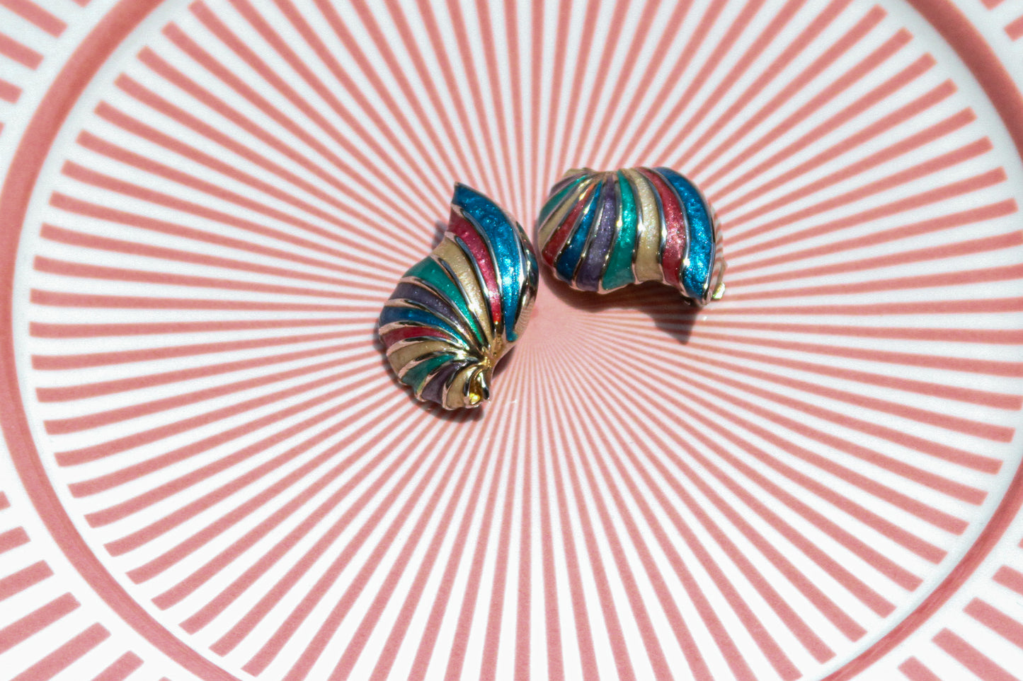 Carnival Swirl Clip-On Earrings – Multi-Color Enamel