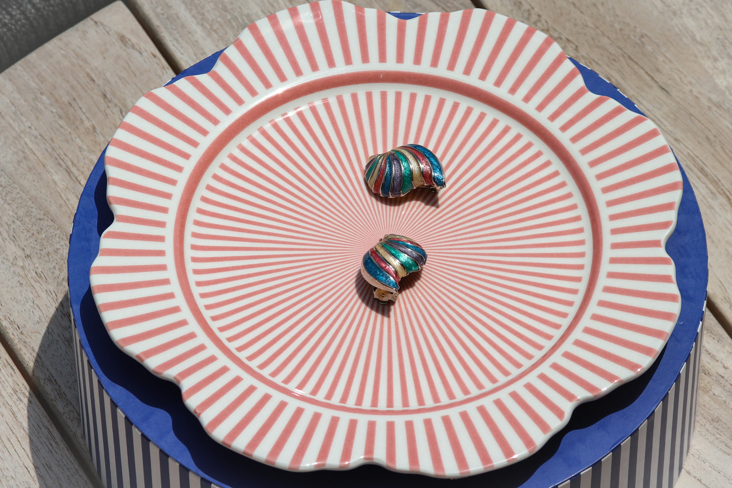 Carnival Swirl Clip-On Earrings – Multi-Color Enamel