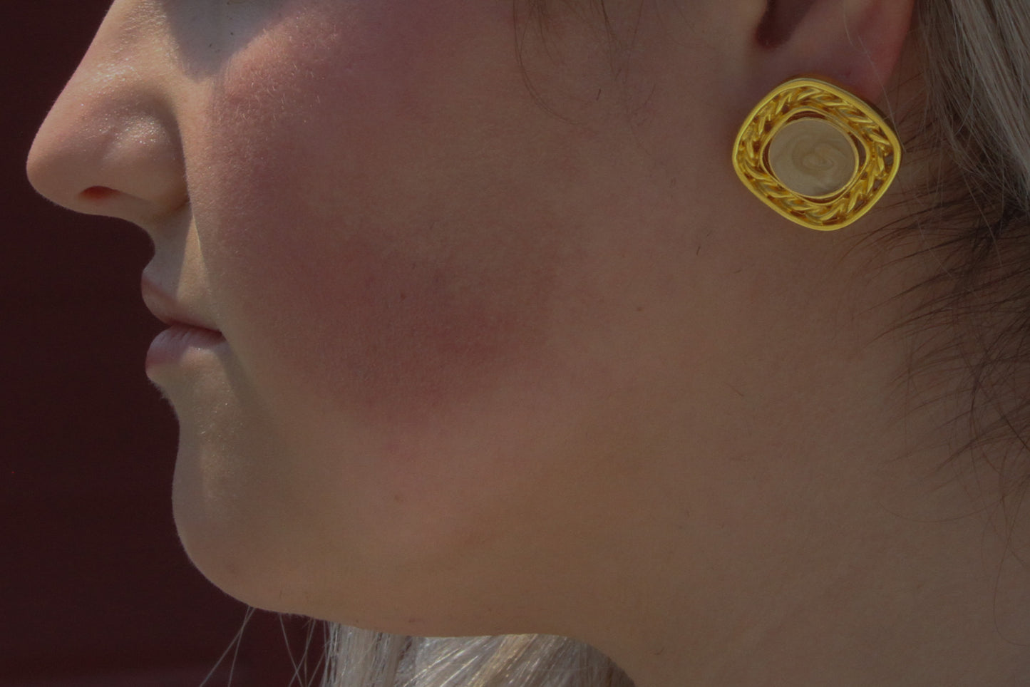 Gold-Tone Swirl Lucite Statement Earring