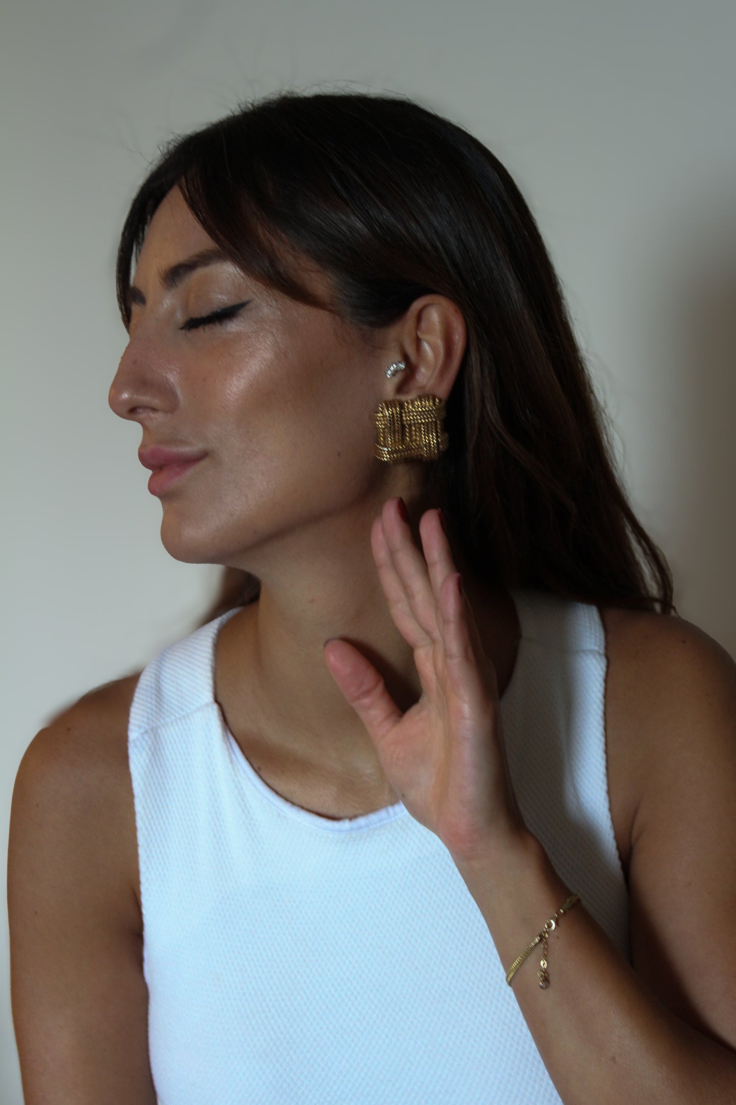 Napier Woven Gold-Tone Clip-On Earrings – Bold Textured Statement