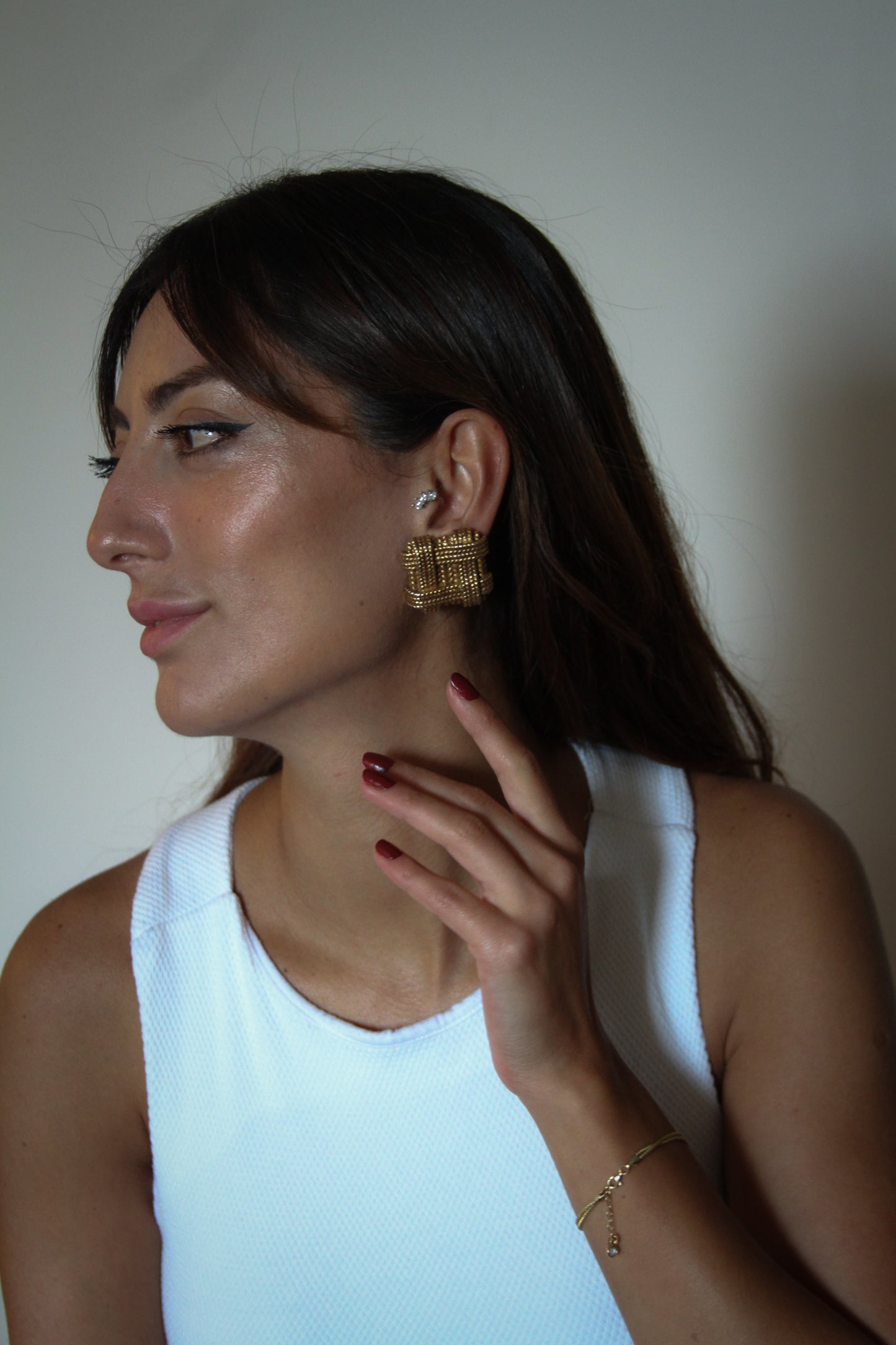 Napier Woven Gold-Tone Clip-On Earrings – Bold Textured Statement