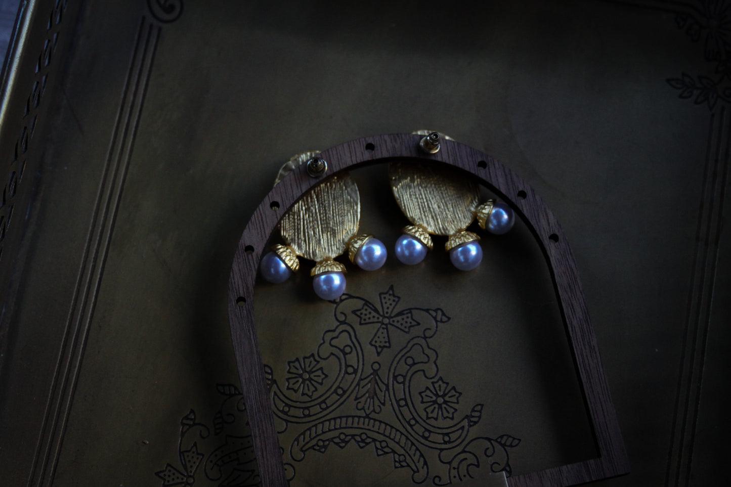 Cameo and Pearl Drop Earrings – Gold-Tone Elegance