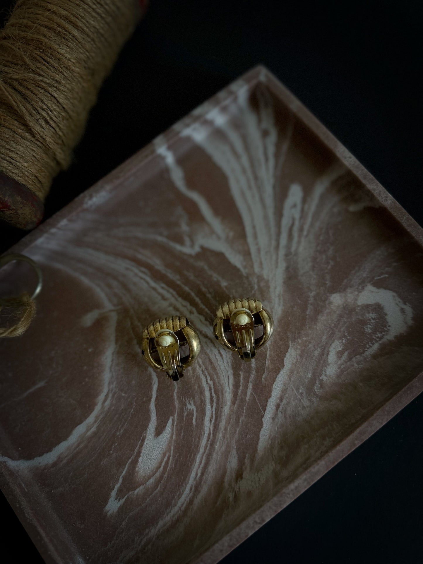 INAP Italy Gold-Tone Ribbed Clip-On Earrings | Sculptural Italian Statement Earrings
