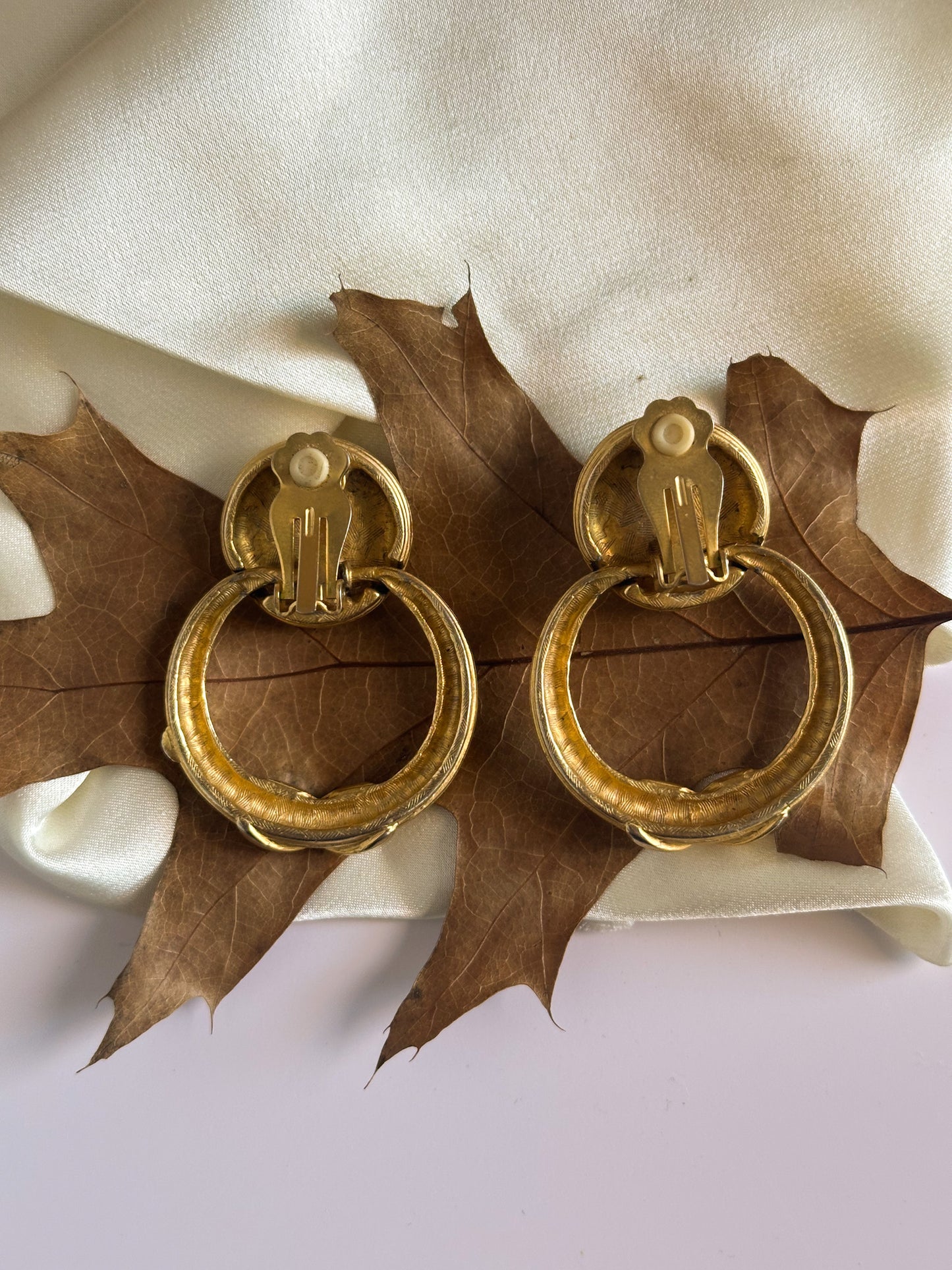 Gold Hanging Clip-on with Black Stone