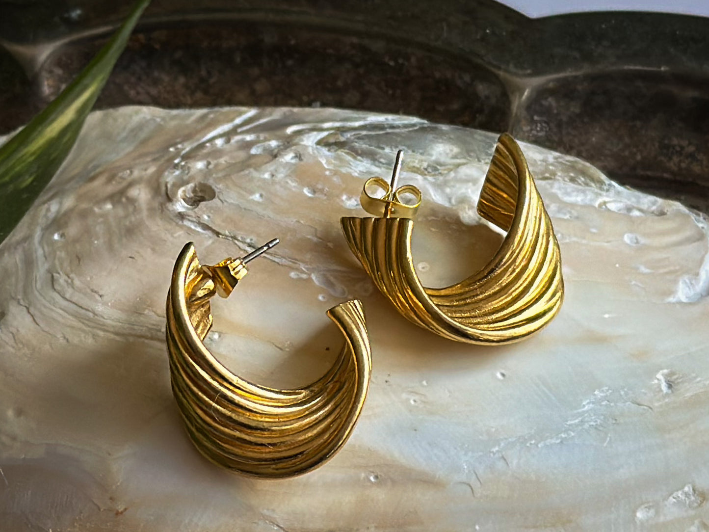 Gold Twisted Hoop Earrings