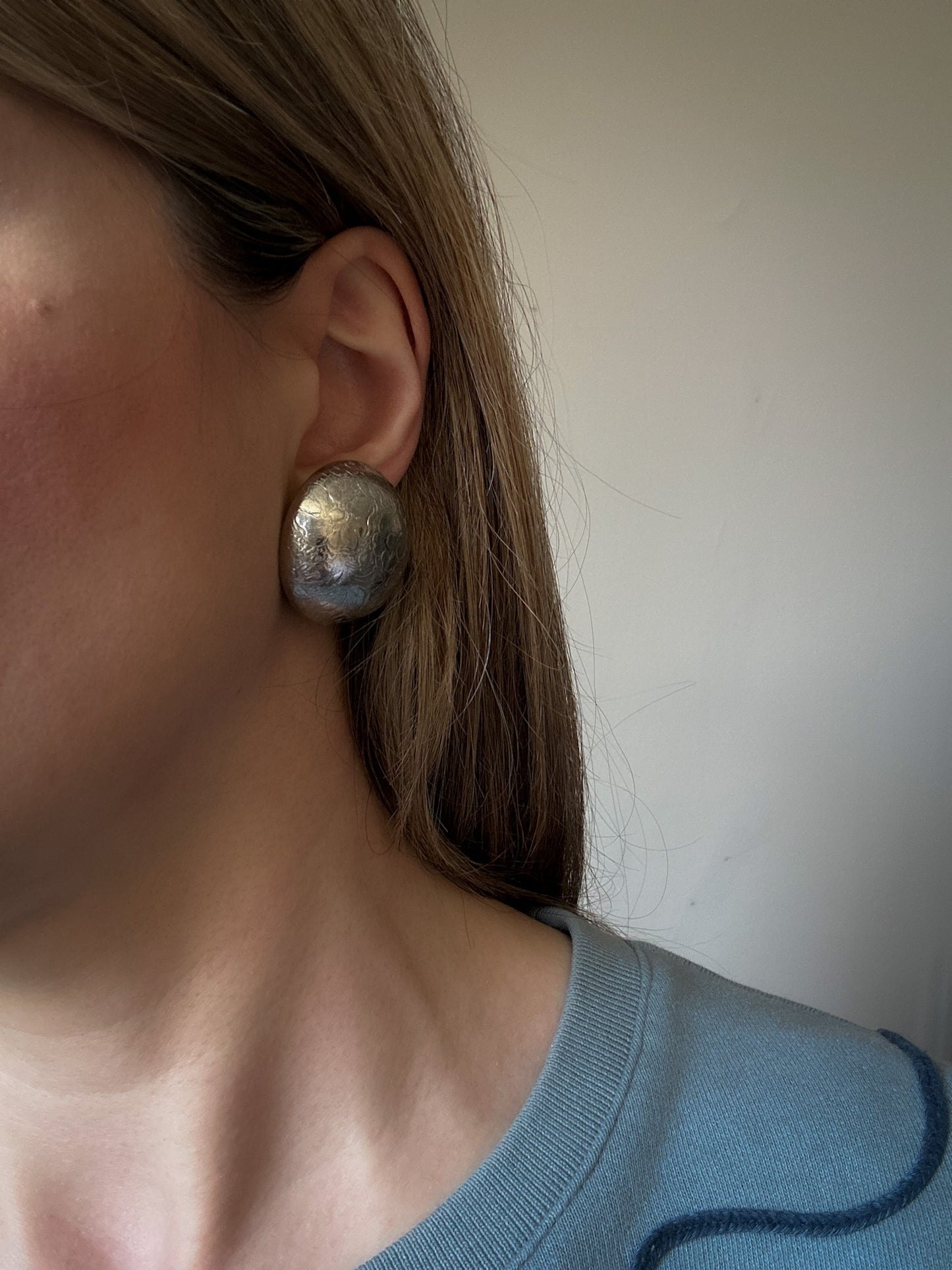 Chunky Silver Engraved Floral Earrings