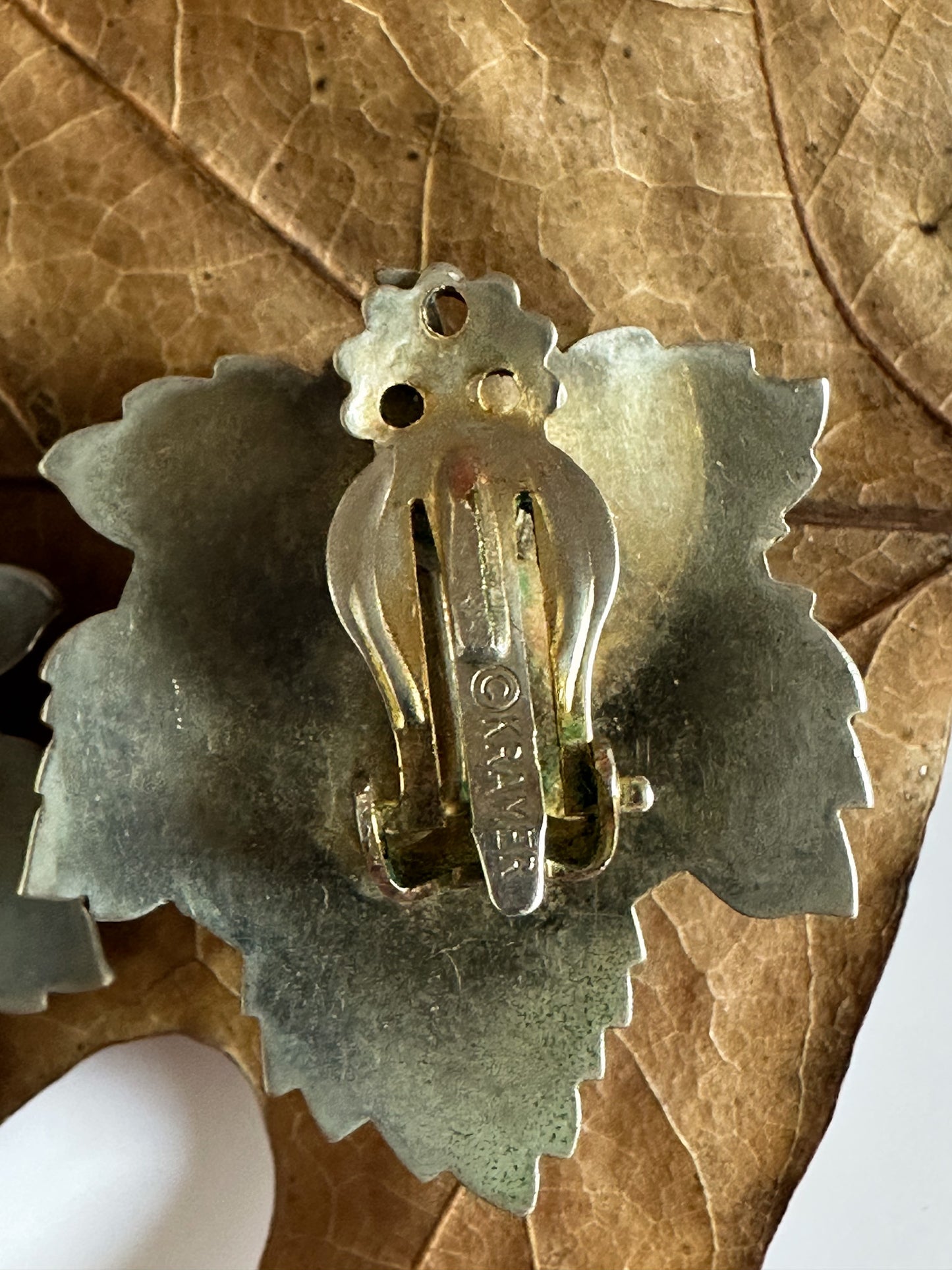 Kramer Rhinestone Leaf Clip-on Earrings