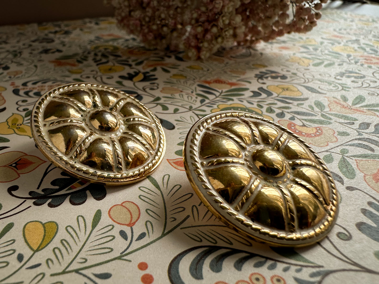Sunburst Gold Dome Clip-On Earrings