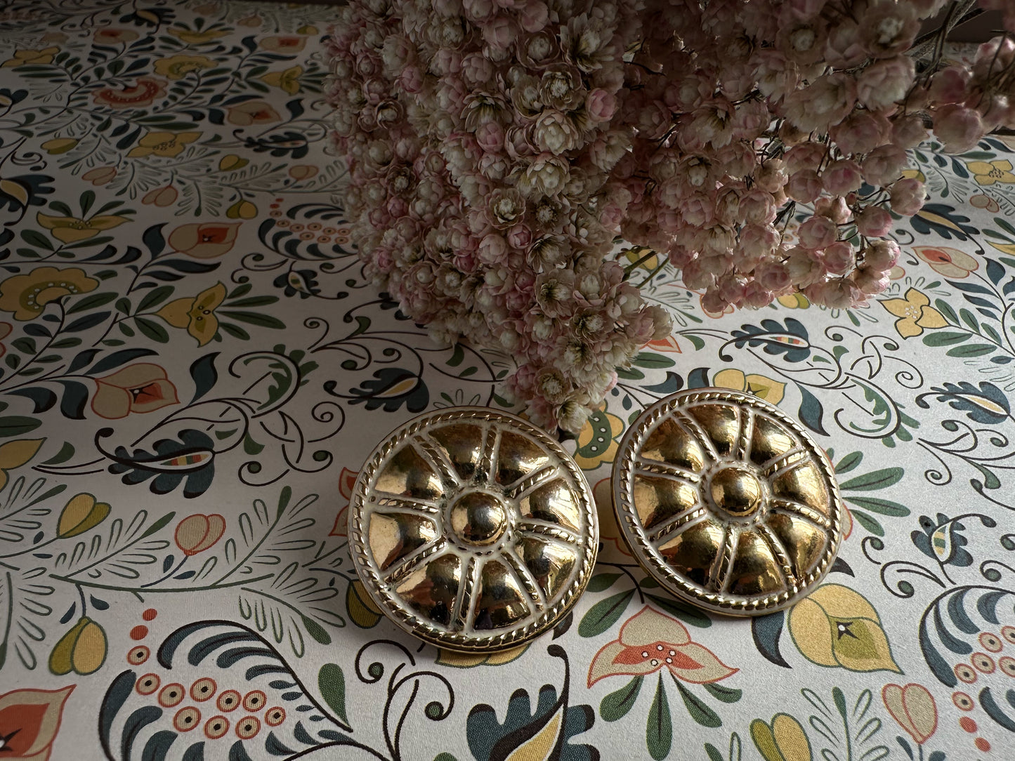 Sunburst Gold Dome Clip-On Earrings