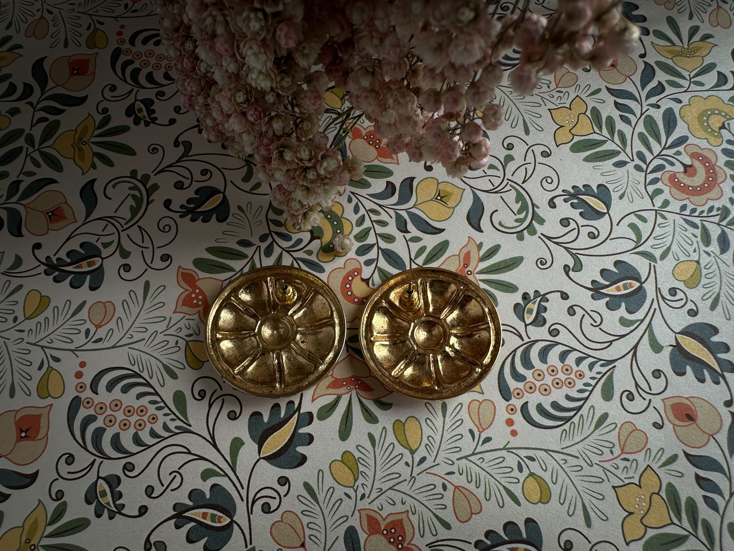 Sunburst Gold Dome Clip-On Earrings