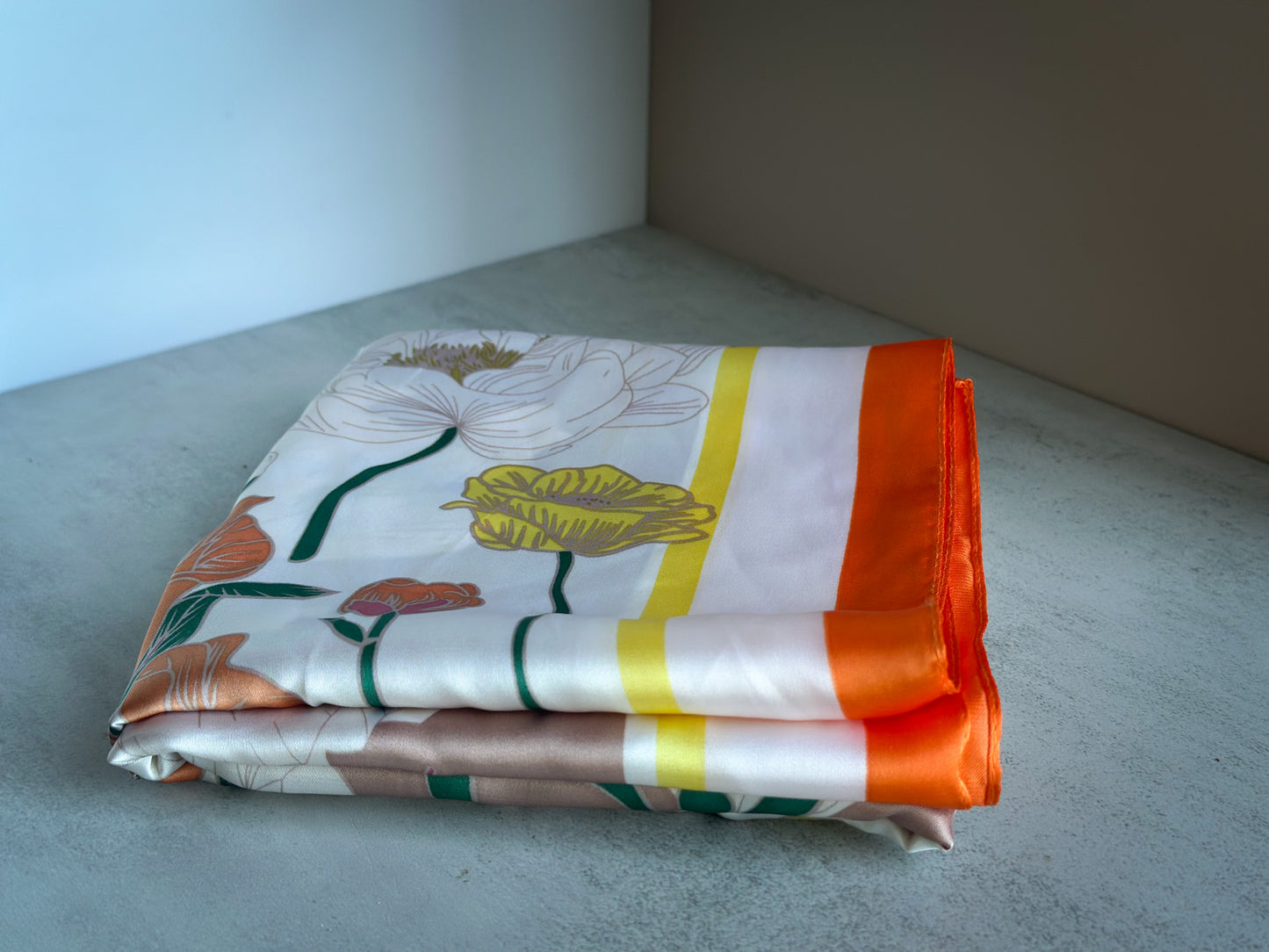 Retro Silk Satin Square Scarf