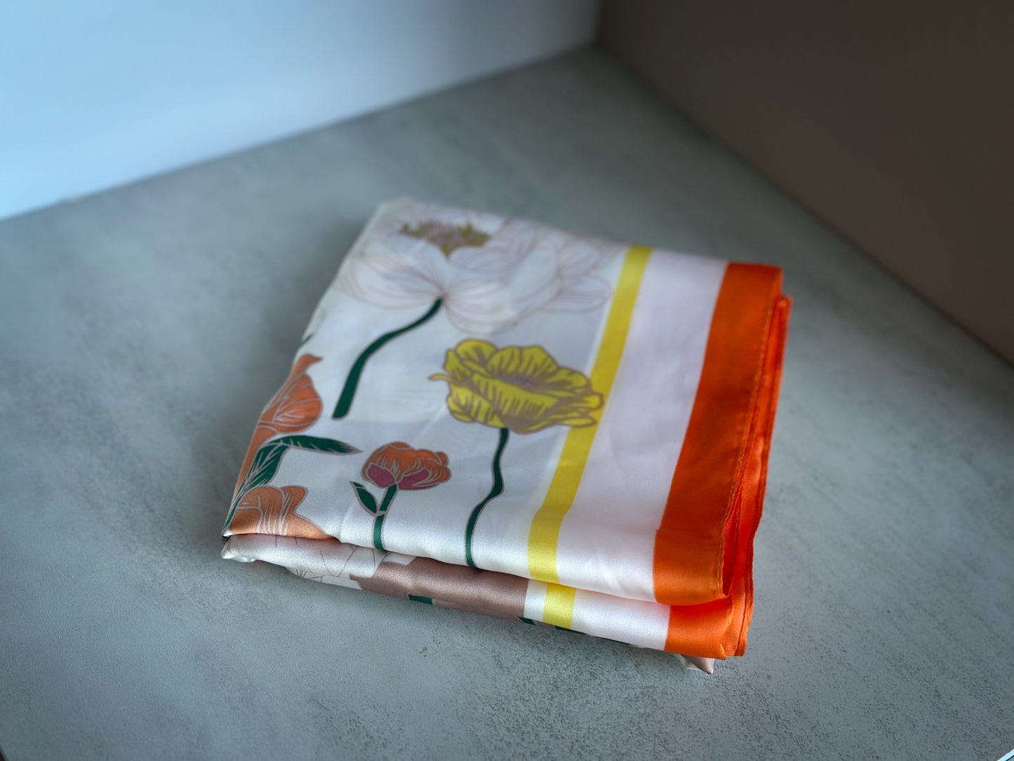 Retro Silk Satin Square Scarf