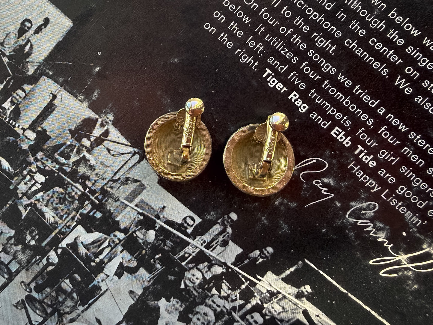 Signed © France Gold Ribbed Oval Clip-On Earrings