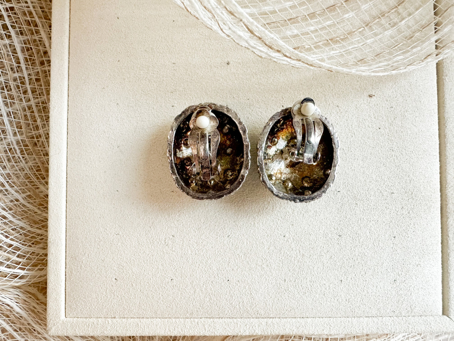 Checkered Rhinestones Clip-on Earrings (Beautifully Flawed)