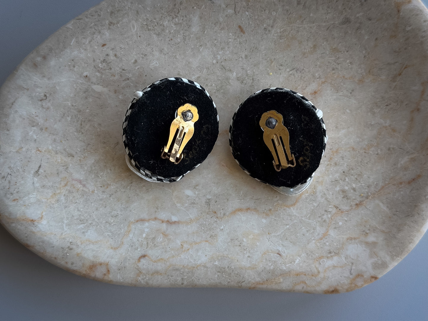 Soutache & Faux Pearl Clip-On Earrings by SEPT (Signed)