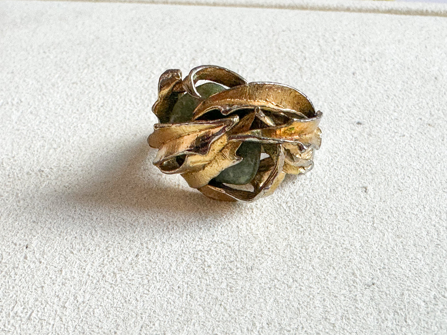 Golden Whirl: 1960s Sculptural Leaf Statement Ring