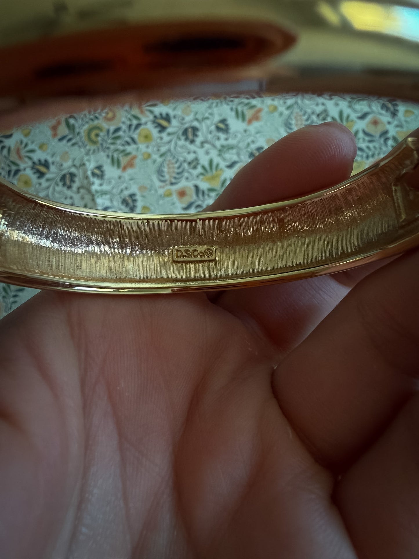 D.S. Co. Gold-Tone Crystal Hinged Bangle Bracelet