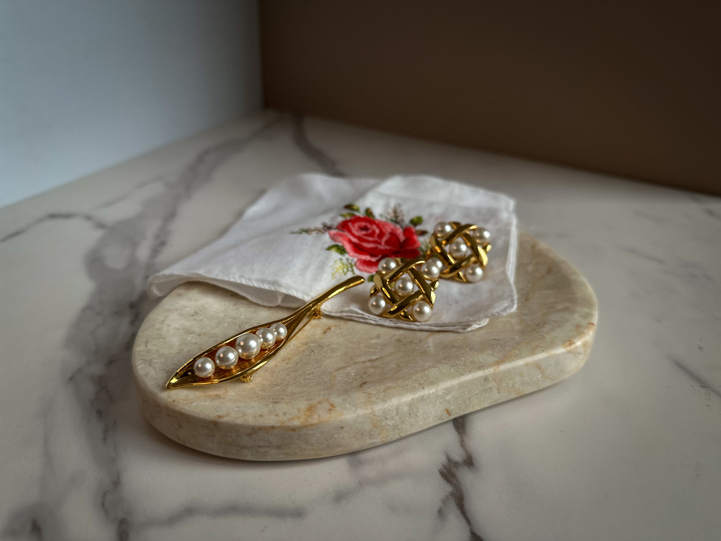 Napier Faux Pearl & Gold Clip-On Earrings