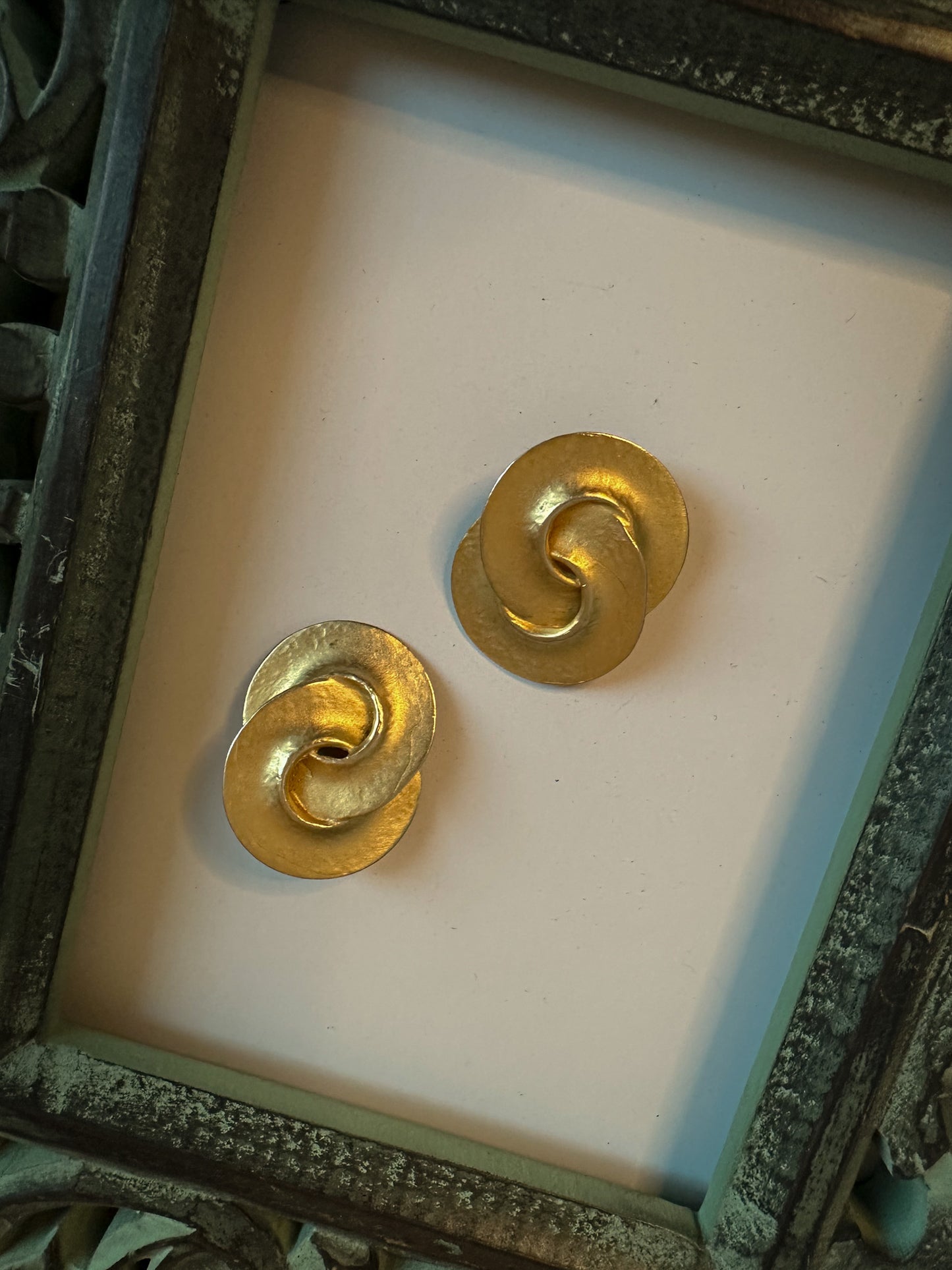 Gold Double Round Earrings