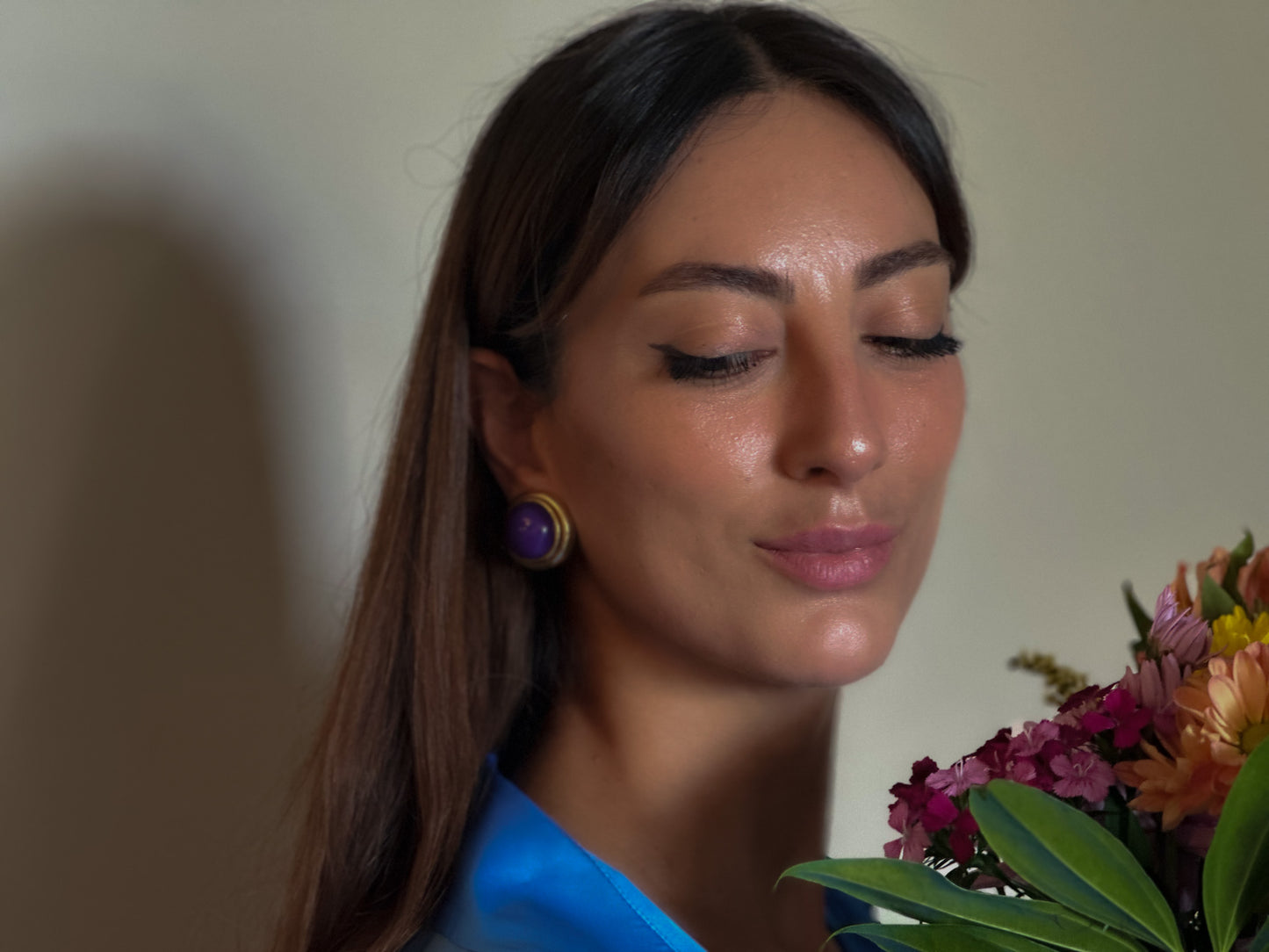 Regal Purple Cabochon Clip-On Earrings – Gold Tone