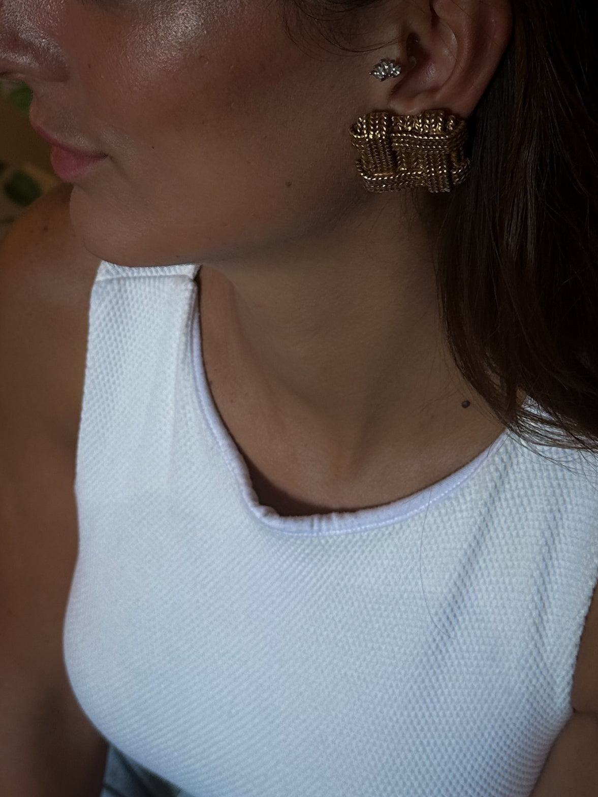 Napier Woven Gold-Tone Clip-On Earrings – Bold Textured Statement