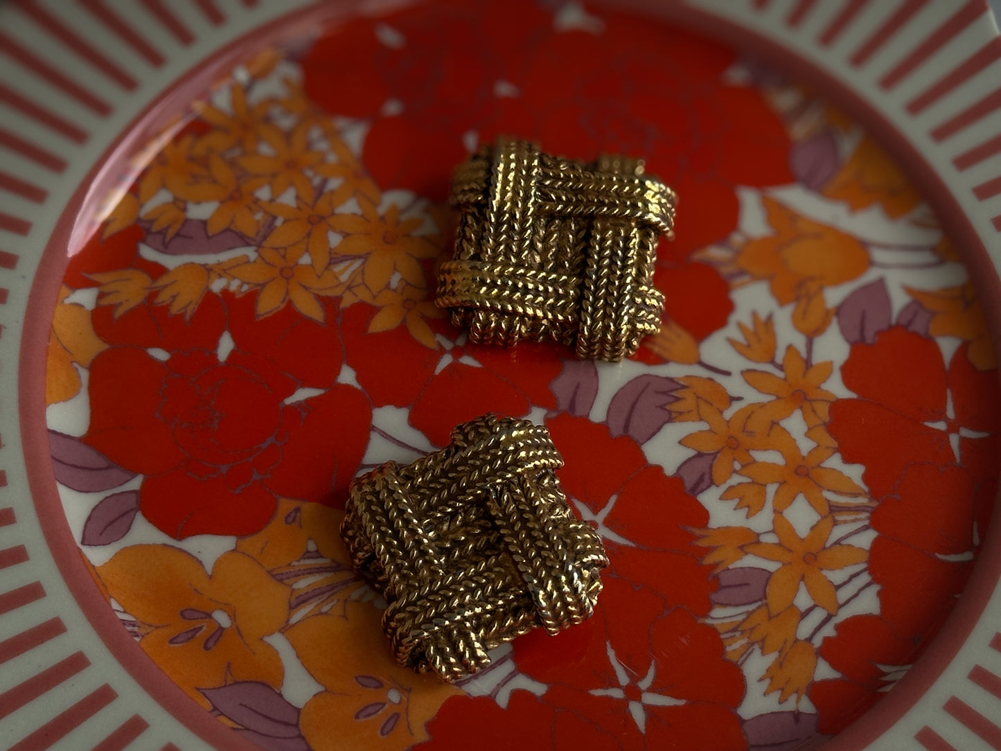 Napier Woven Gold-Tone Clip-On Earrings – Bold Textured Statement