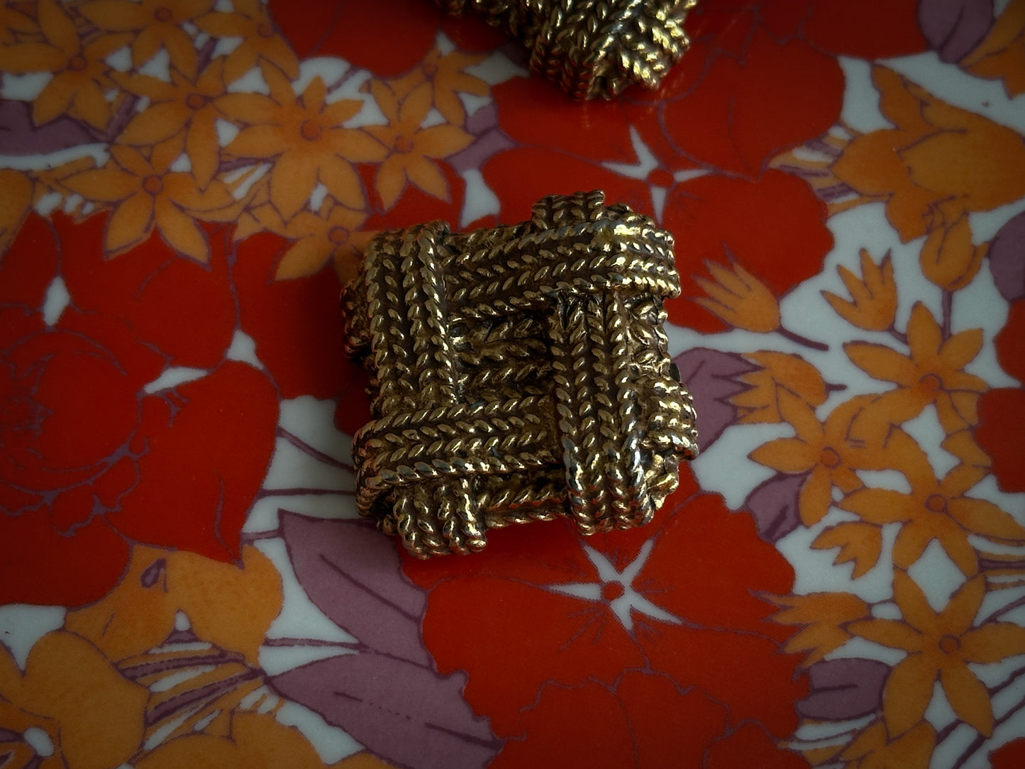 Napier Woven Gold-Tone Clip-On Earrings – Bold Textured Statement